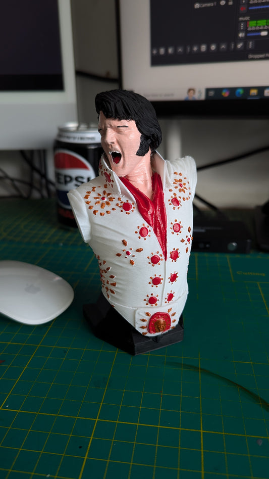 Filament bust of Elvis Presley painted