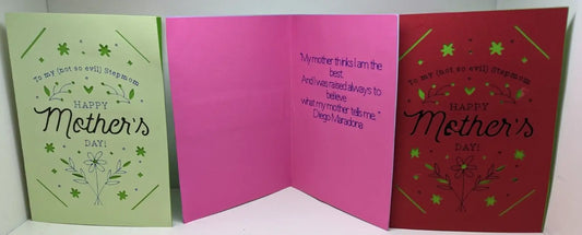 Stepmum - To my (not so evil) stepmum), Handmade mother card. (ID29)