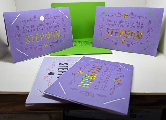 Stepmum - I'm so glad my dad chose you to be my mum - Handmade mother card. (ID03)